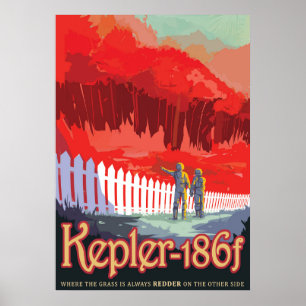 Retro Space Poster Of Kepler-186f.