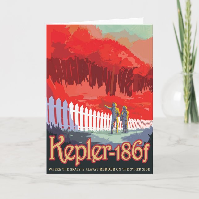 Retro Space Poster Of Kepler-186f. Card (Front)