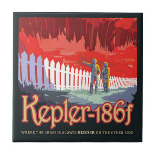 Retro Space Poster Of Kepler-186f. Ceramic Tile