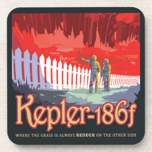 Retro Space Poster Of Kepler-186f. Coaster