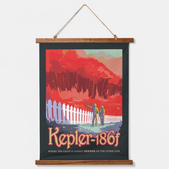 Retro Space Poster Of Kepler-186f. Hanging Tapestry (Front)