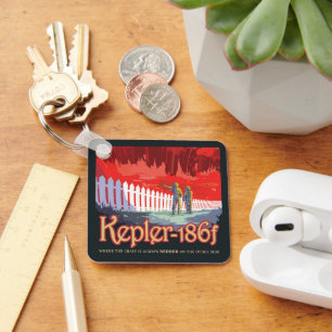Retro Space Poster Of Kepler-186f. Key Ring