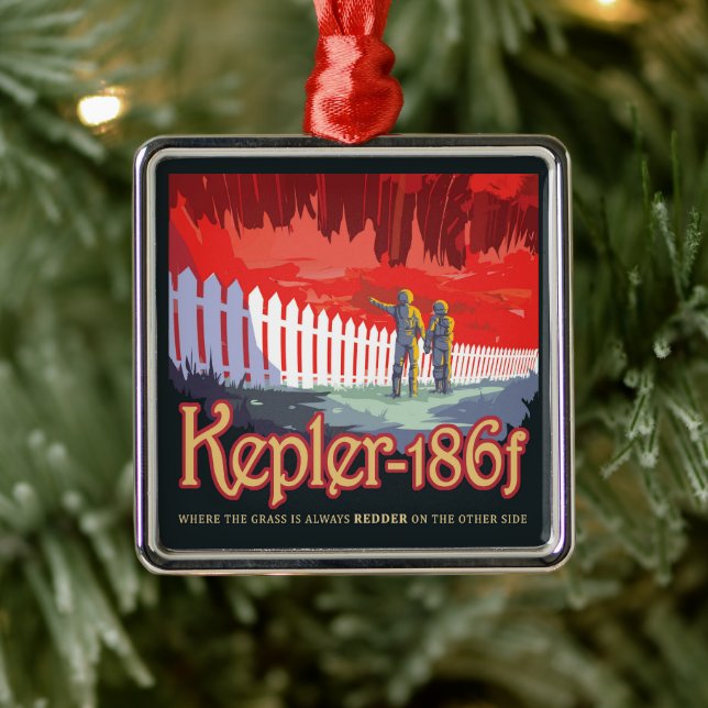 Retro Space Poster Of Kepler-186f. Metal Ornament (Tree)
