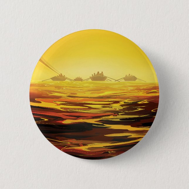 Retro Space Poster-Saturn's Largest Moon, Titan. 6 Cm Round Badge (Front)