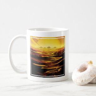 Retro Space Poster-Saturn's Largest Moon, Titan. Coffee Mug