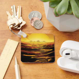 Retro Space Poster-Saturn's Largest Moon, Titan. Key Ring