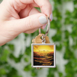 Retro Space Poster-Saturn's Largest Moon, Titan. Key Ring