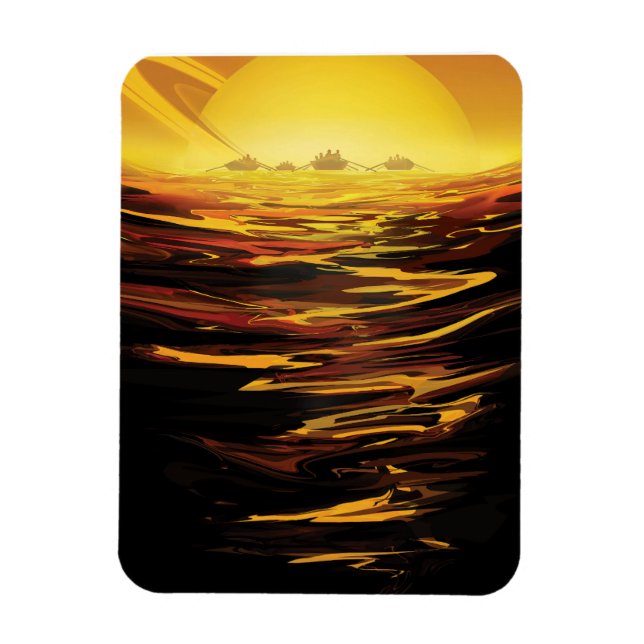 Retro Space Poster-Saturn's Largest Moon, Titan. Magnet (Vertical)