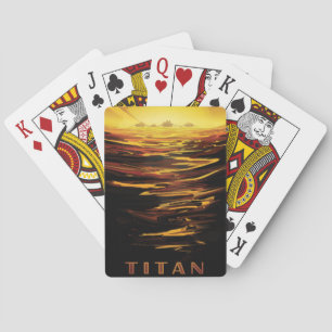 Retro Space Poster-Saturn's Largest Moon, Titan. Playing Cards