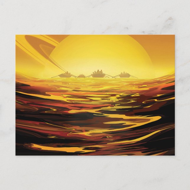 Retro Space Poster-Saturn's Largest Moon, Titan. Postcard (Front)