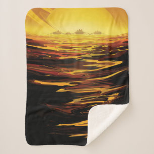 Retro Space Poster-Saturn's Largest Moon, Titan. Sherpa Blanket