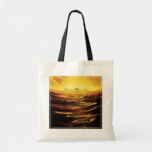Retro Space Poster-Saturn's Largest Moon, Titan. Tote Bag (Front)