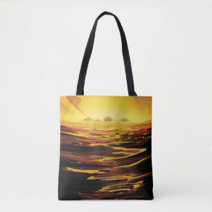 Retro Space Poster-Saturn's Largest Moon, Titan. Tote Bag