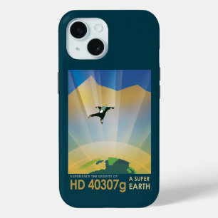 Retro Space Poster-The Gravity Of A Super Earth iPhone 15 Case