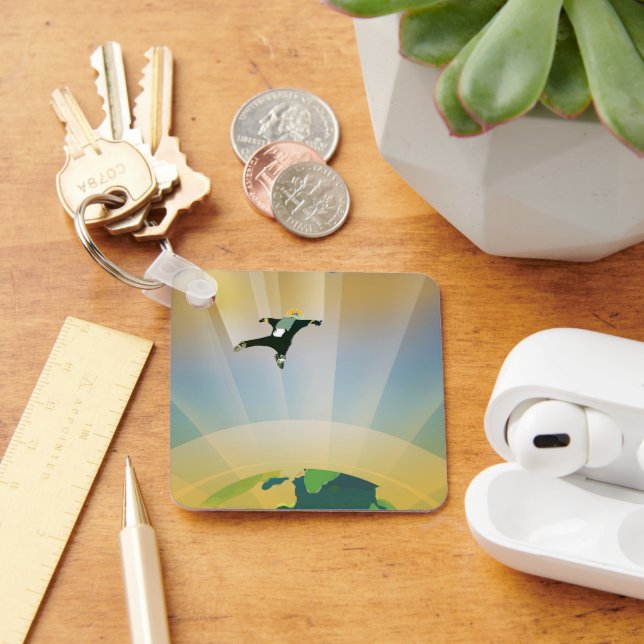 Retro Space Poster-The Gravity Of A Super Earth Key Ring (Desk)