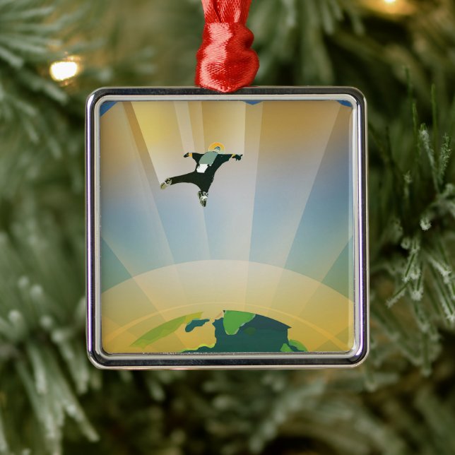 Retro Space Poster-The Gravity Of A Super Earth Metal Ornament (Tree)