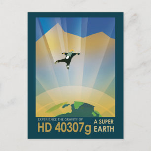 Retro Space Poster-The Gravity Of A Super Earth Postcard