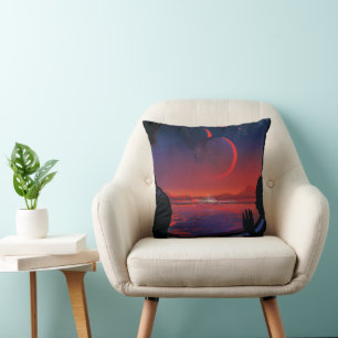 Retro Space Poster - Viewers Observe Trappist-1e. Cushion