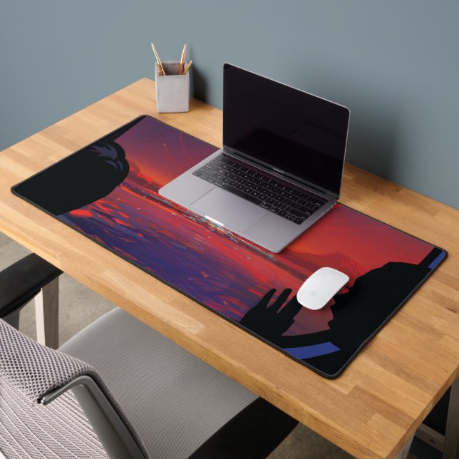 Retro Space Poster - Viewers Observe Trappist-1e. Desk Mat (Office 2)