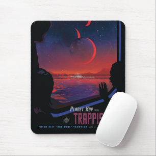 Retro Space Poster - Viewers Observe Trappist-1e. Mouse Pad