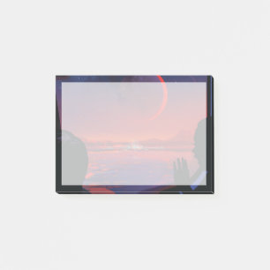 Retro Space Poster - Viewers Observe Trappist-1e. Post-it Notes