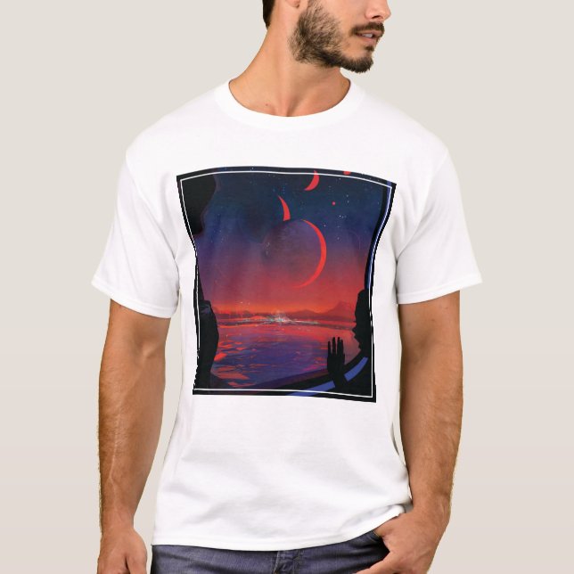 Retro Space Poster - Viewers Observe Trappist-1e. T-Shirt (Front)