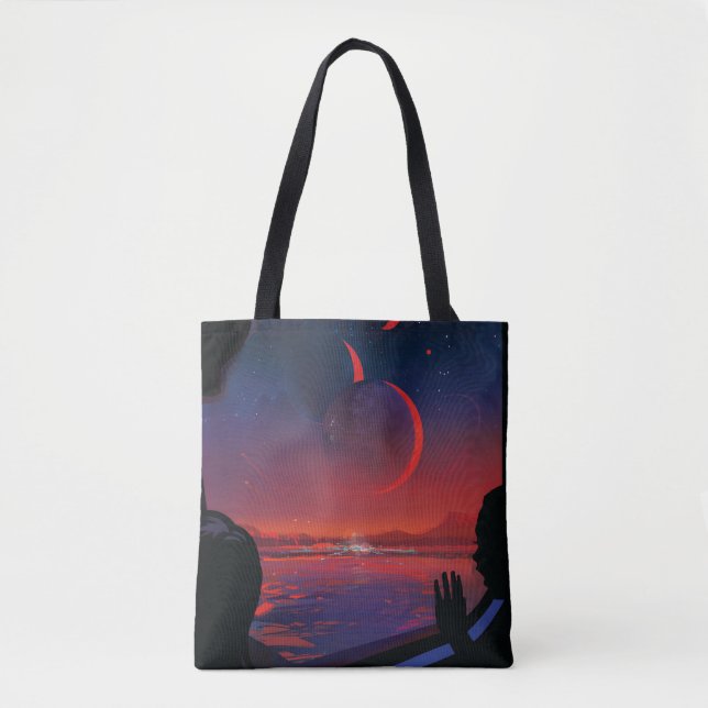 Retro Space Poster - Viewers Observe Trappist-1e. Tote Bag (Front)