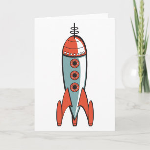 retro space rocket card