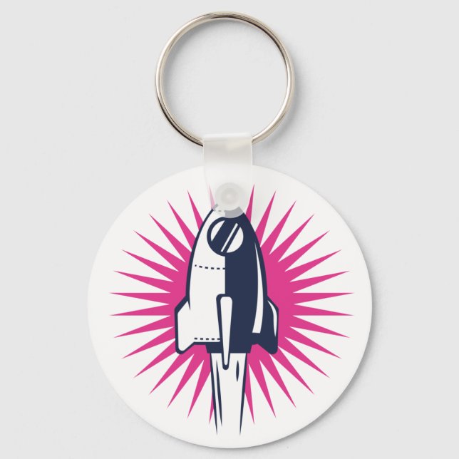Retro Space Rocket Key Ring (Front)