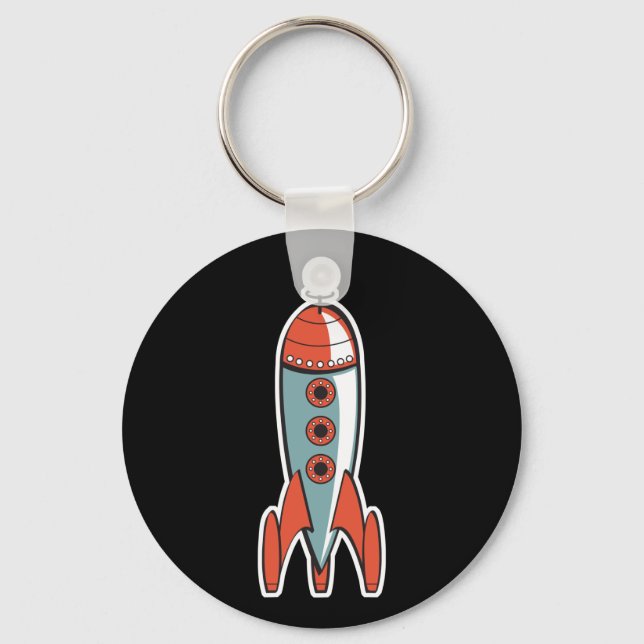 retro space rocket key ring (Front)