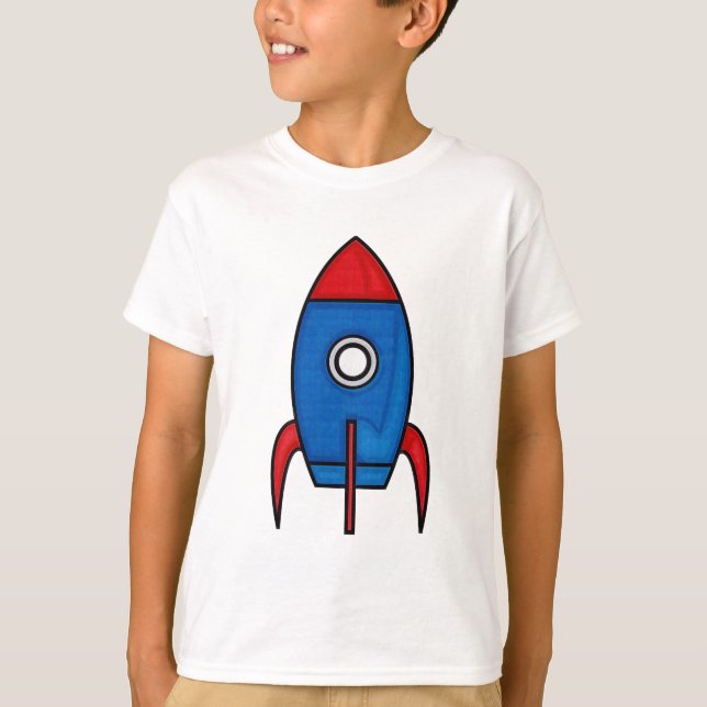 Retro Space Rocket Kids T-Shirt (Front)