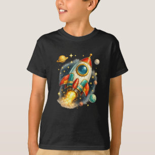 Retro Space Rocket Launch Kids T-Shirt