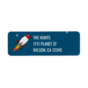 Retro Space Rocket Return Address Label
