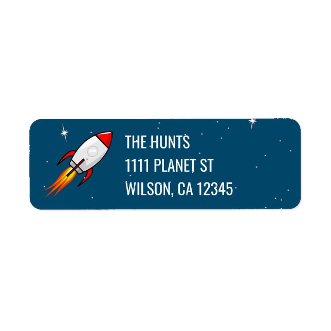 Retro Space Rocket Return Address Label (Front)