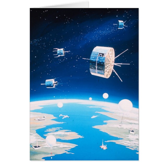 Retro space rocket satellite vintage illustration (Front)