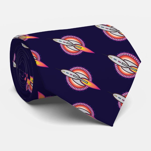 Retro Space Rocket Sci-Fi Tie (Rolled)