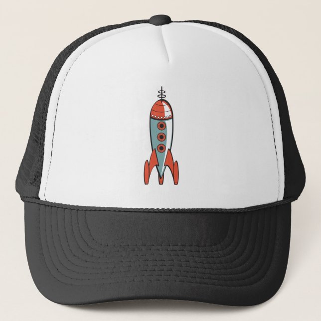 retro space rocket trucker hat (Front)