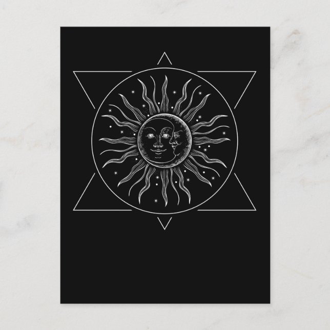 Retro Space Stars Sun Moon Constellation Postcard (Front)