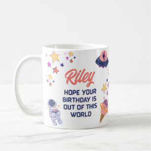 Retro Space Themed Customisable Birthday Coffee Mug