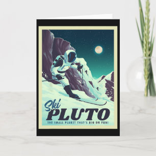 Retro Space Tourism Ski Pluto Skiing Skier  Card