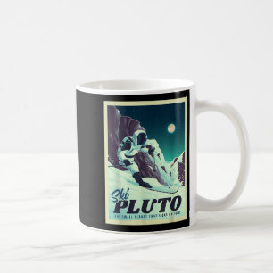 Retro Space Tourism Ski Pluto Skiing Skier Coffee Mug