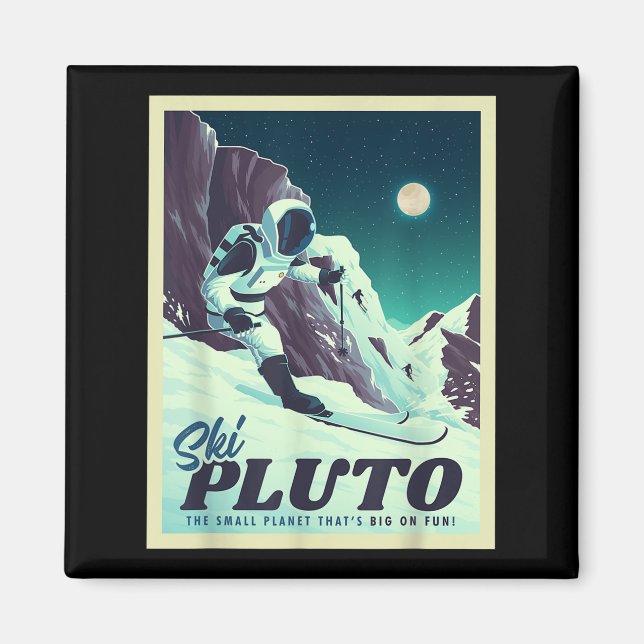 Retro Space Tourism Ski Pluto Skiing Skier  Magnet (Front)