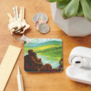 Retro Space Travel Poster-An Earth Science Mission Key Ring