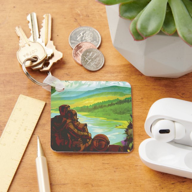 Retro Space Travel Poster-An Earth Science Mission Key Ring (Desk)