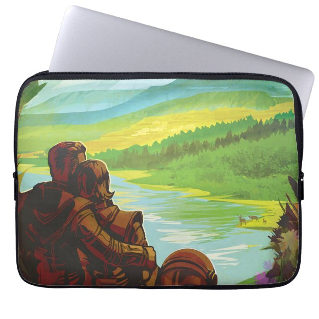 Retro Space Travel Poster-An Earth Science Mission Laptop Sleeve (Front)