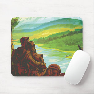 Retro Space Travel Poster-An Earth Science Mission Mouse Pad