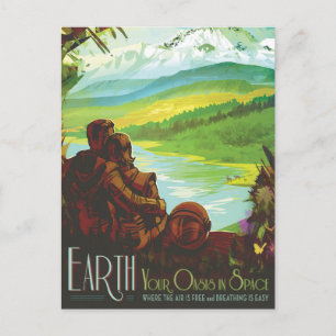Retro Space Travel Poster-An Earth Science Mission Postcard