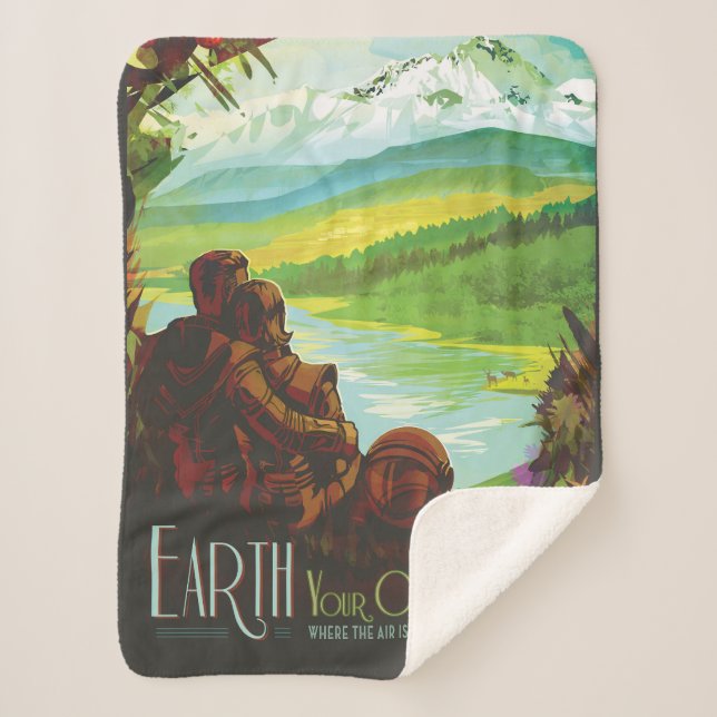 Retro Space Travel Poster-An Earth Science Mission Sherpa Blanket (Front)