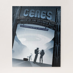 Retro Space Travel Poster-Dwarf Planet Ceres. Jigsaw Puzzle