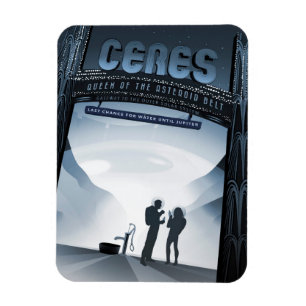 Retro Space Travel Poster-Dwarf Planet Ceres. Magnet